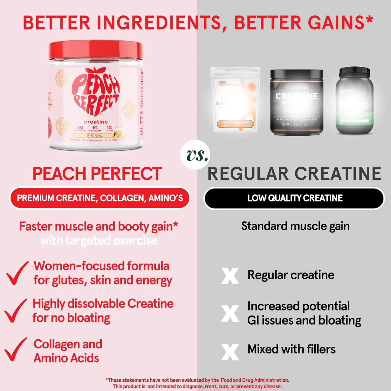 Creatine Monohydrate Powder, Pink Lemonade, Glute Builder Creatine for Women with Collagen, BCAAs, 5g Vegan Micronized Creatine per Serving, for Energy, Muscle Support, 30 Servings