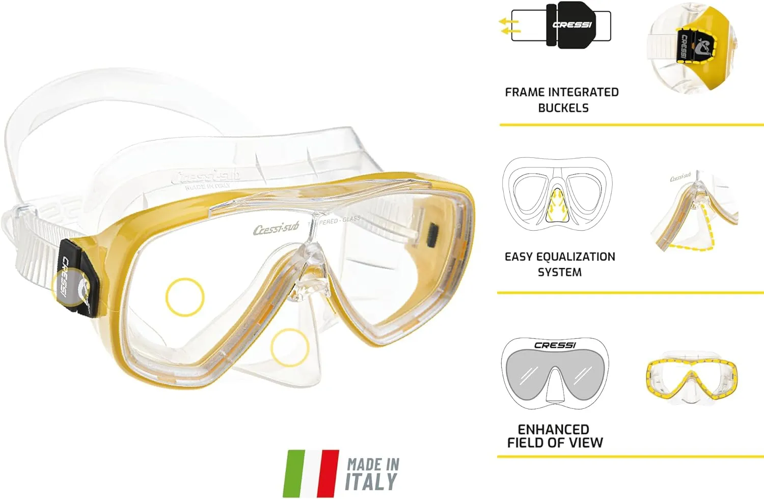 Cressi Adult Wide View Comfortable Snorkeling Mask & Snorkel - Onda & Mexico: made in Italy
