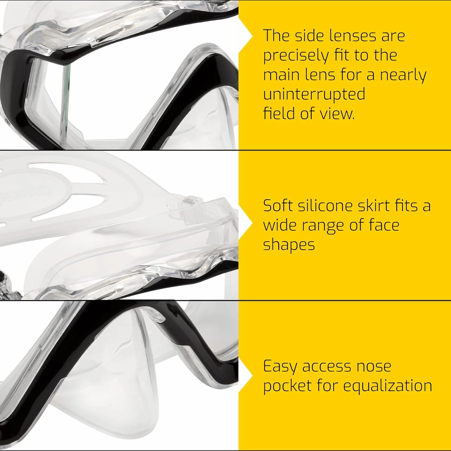 Cressi Large Wide View Mask for Scuba Diving & Snorkeling | Pano 3: designed in Italy
