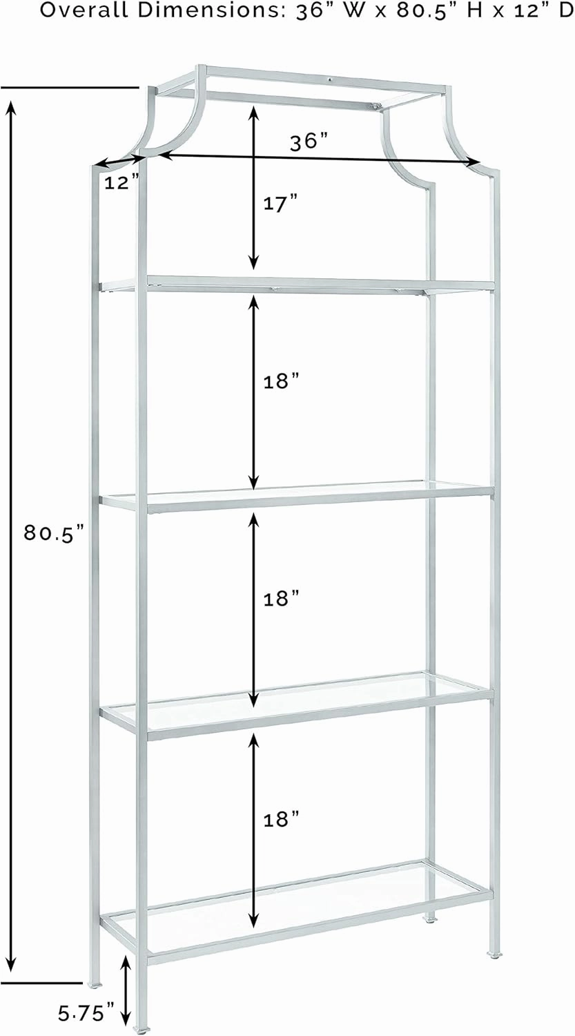 Crosley Furniture Aimee Bookshelf with Glass Shelves, Bookcase Storage, Gold and Glass