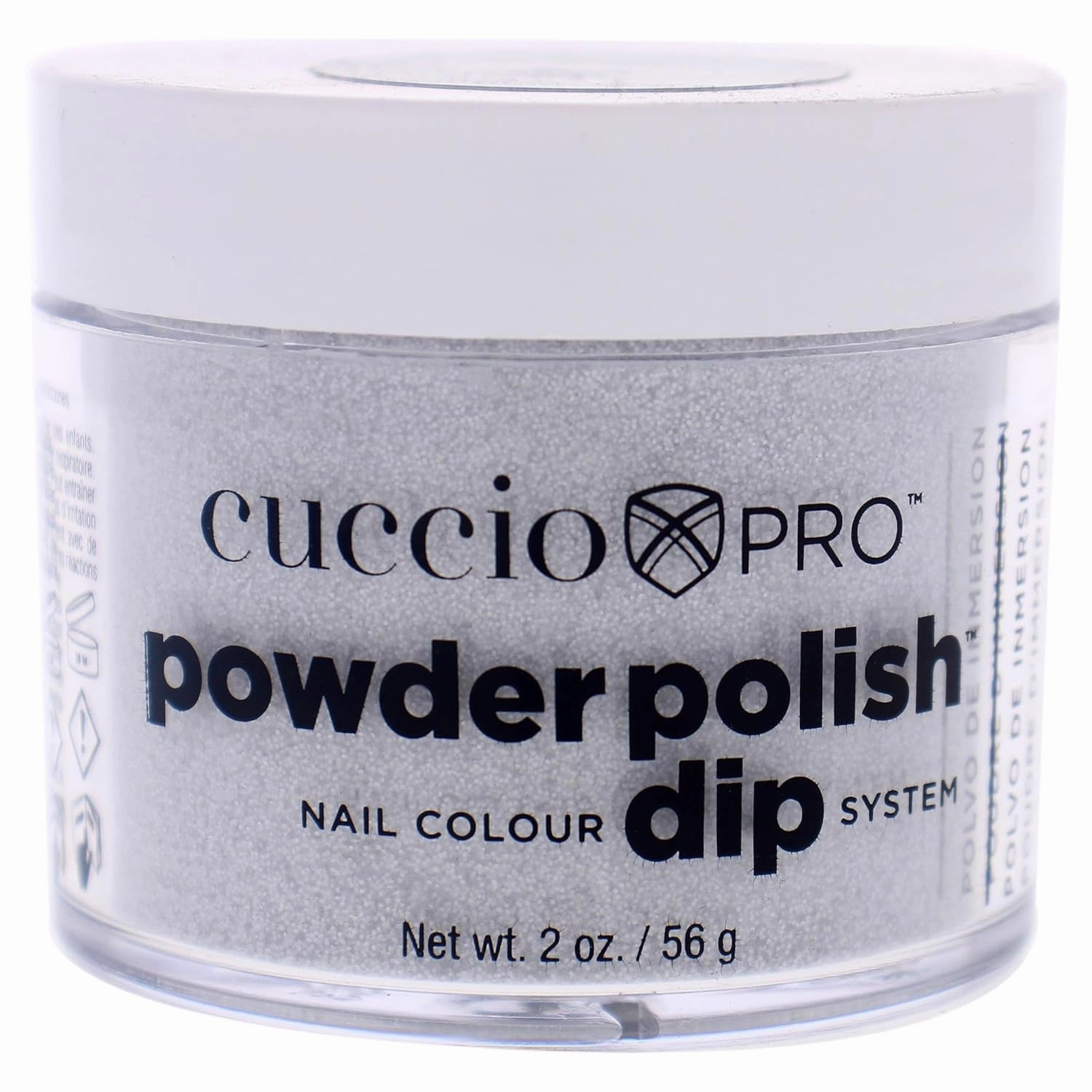 Cuccio Pro Powder Polish Dip - Silver W/ Silver Glitter - Nail Lacquer for Manicures/Pedicures, Easy & Fast Application/Removal - No LED/UV Light Needed - Non-Toxic, Odorless, Highly Pigmented - 2 oz