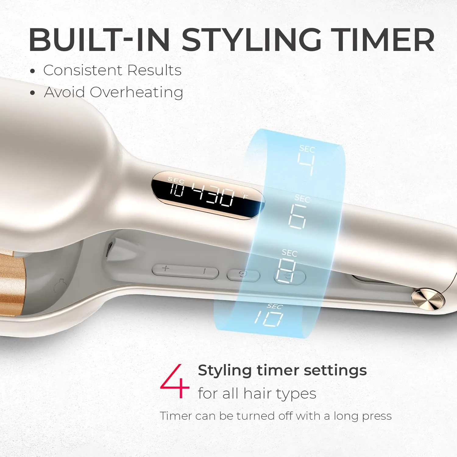Curling Iron Hair Crimper Waver - TYMO ROVY Beach Waves Curling Wand, Ionic Deep Waver Hair Curler Tool with Ceramic 3 Barrel for Women, Dual Voltage, Anti-Scald, Easy to Use, Elegant Gold, 1.25 Inch