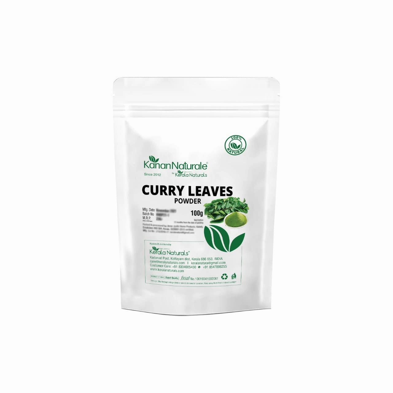 Curry Leaves Powder (Murraya koenigii) 100gm - Promote Hair Growth & Helps to Reduce Hair Loss - Moisturise the scalp - 100% Pure & Natural