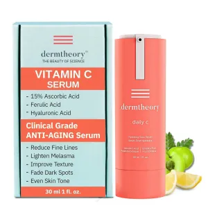 daily C Hydrating Vitamin C Serum, Face Serum with 15% Ascorbic Acid Vitamin C, Ferulic Acid and Hyaluronic Acid for Radiant Skin, Vitamin C Face Serum for Dark Spots, 1 fl oz (30 ml)