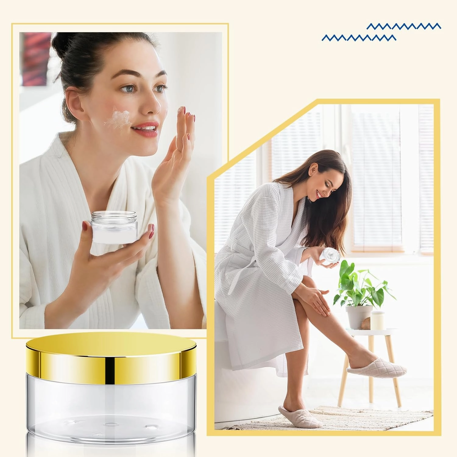 Dandat 24 Pcs 4 oz Plastic Jars with Lid and Label PET Cosmetic Containers Leak Proof Empty Cosmetic Jars Refillable Storage Travel Containers for Lotion Cream Gel Powder(Clear with Gold Lid)