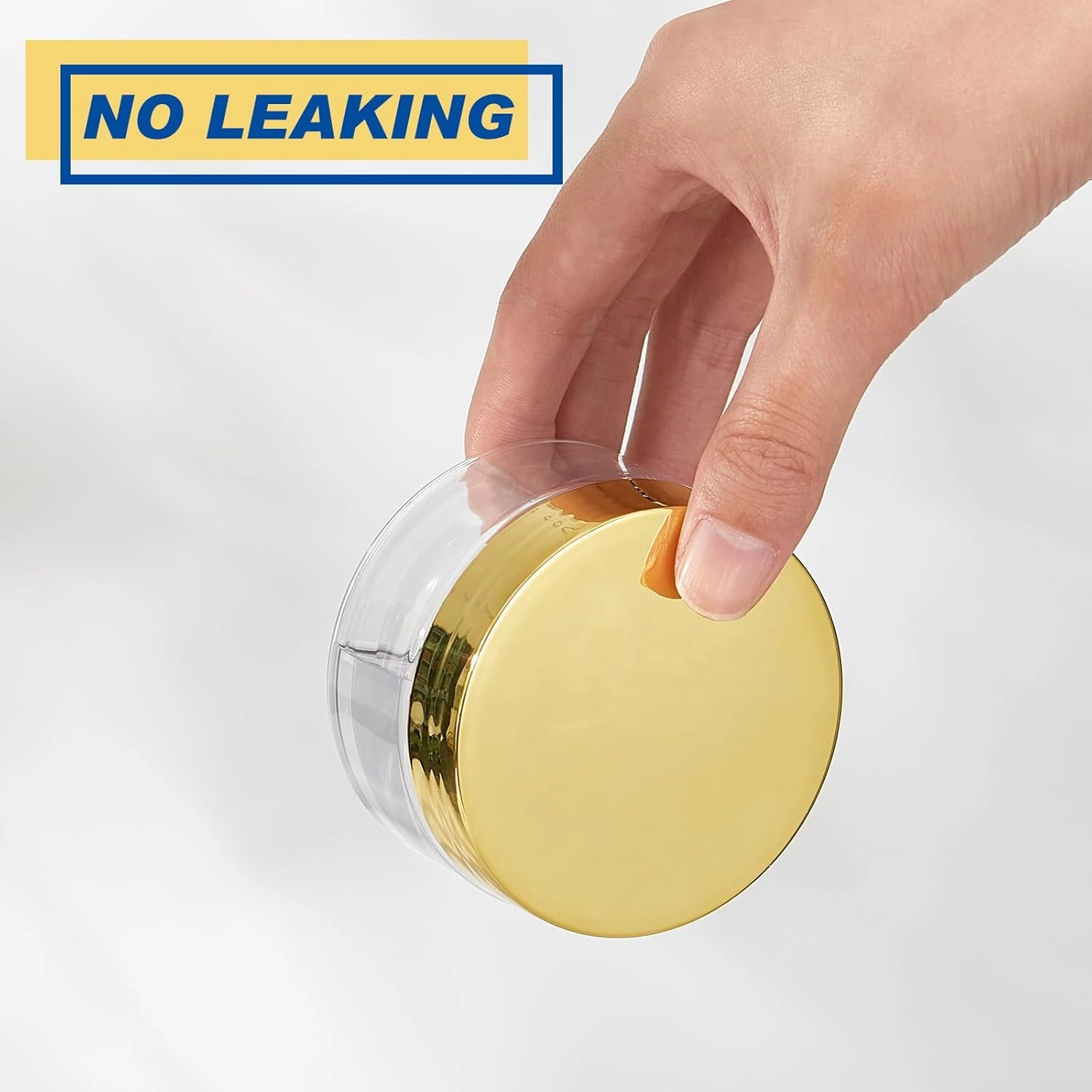 Dandat 24 Pcs 4 oz Plastic Jars with Lid and Label PET Cosmetic Containers Leak Proof Empty Cosmetic Jars Refillable Storage Travel Containers for Lotion Cream Gel Powder(Clear with Gold Lid)