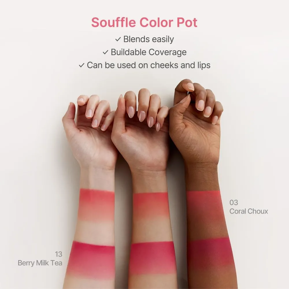 dasique Souffle Color Pot #14 Coldest Plum – Makeup Blush, Buildable Silky-Smooth Texture, Build-In Mini Brush, Multi-Use For Cheek and Lip