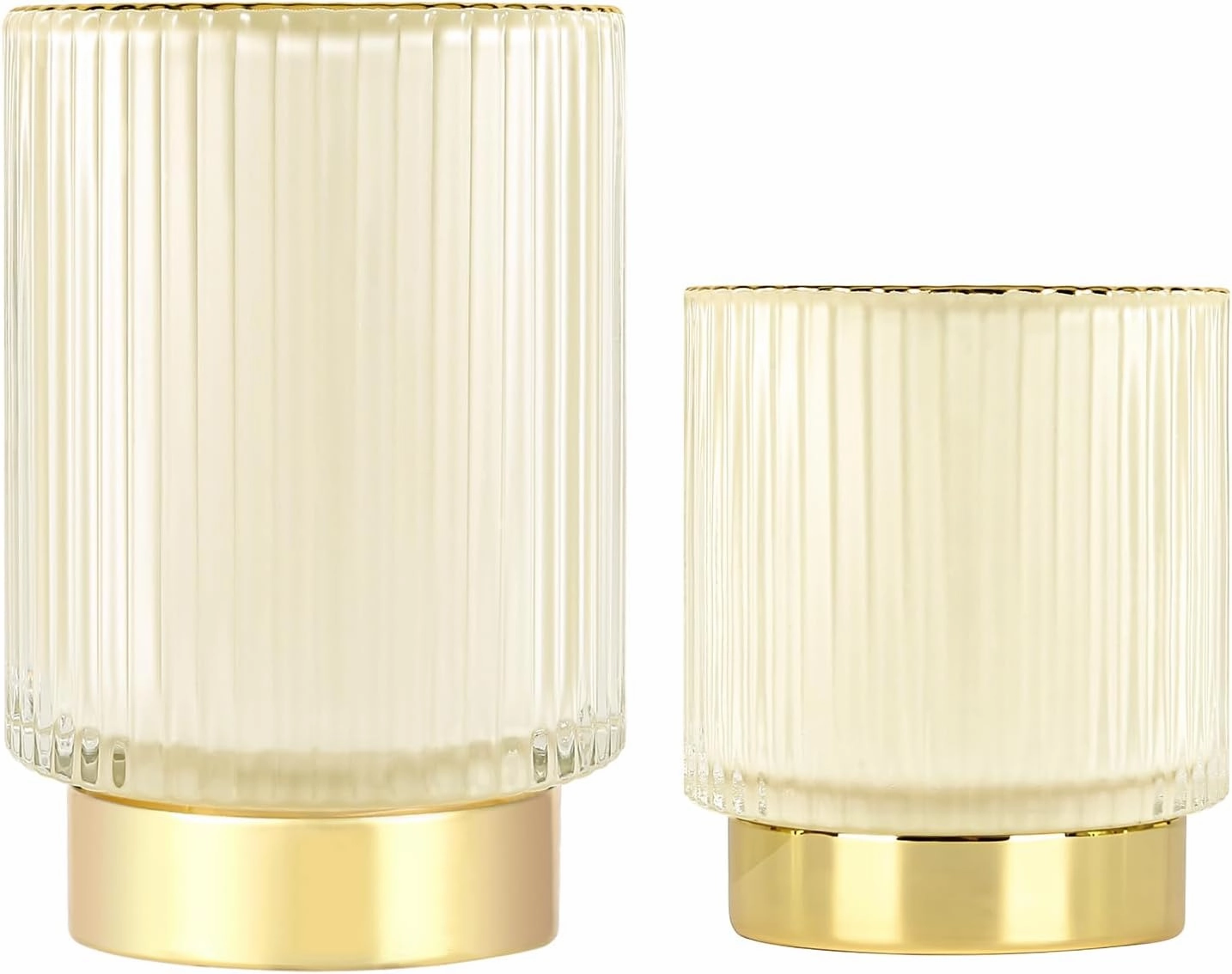 DASITON Makeup Brush holder Organizer,Crystal Cosmetic Makeup Brush Glass Brushes Storage Holder, Vintage Make Up Brush Cup Pen Pencil Holder striped vase(Cream S L)