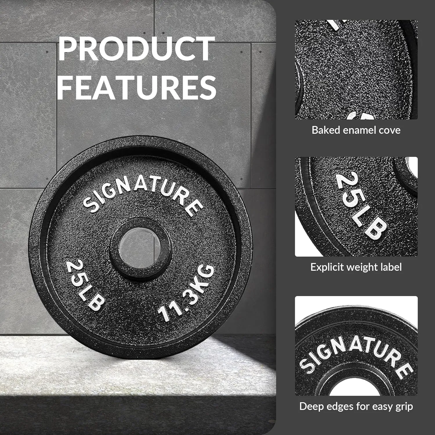 Deep Dish 2-Inch Olympic Cast Iron Weight Plates with E-Coating