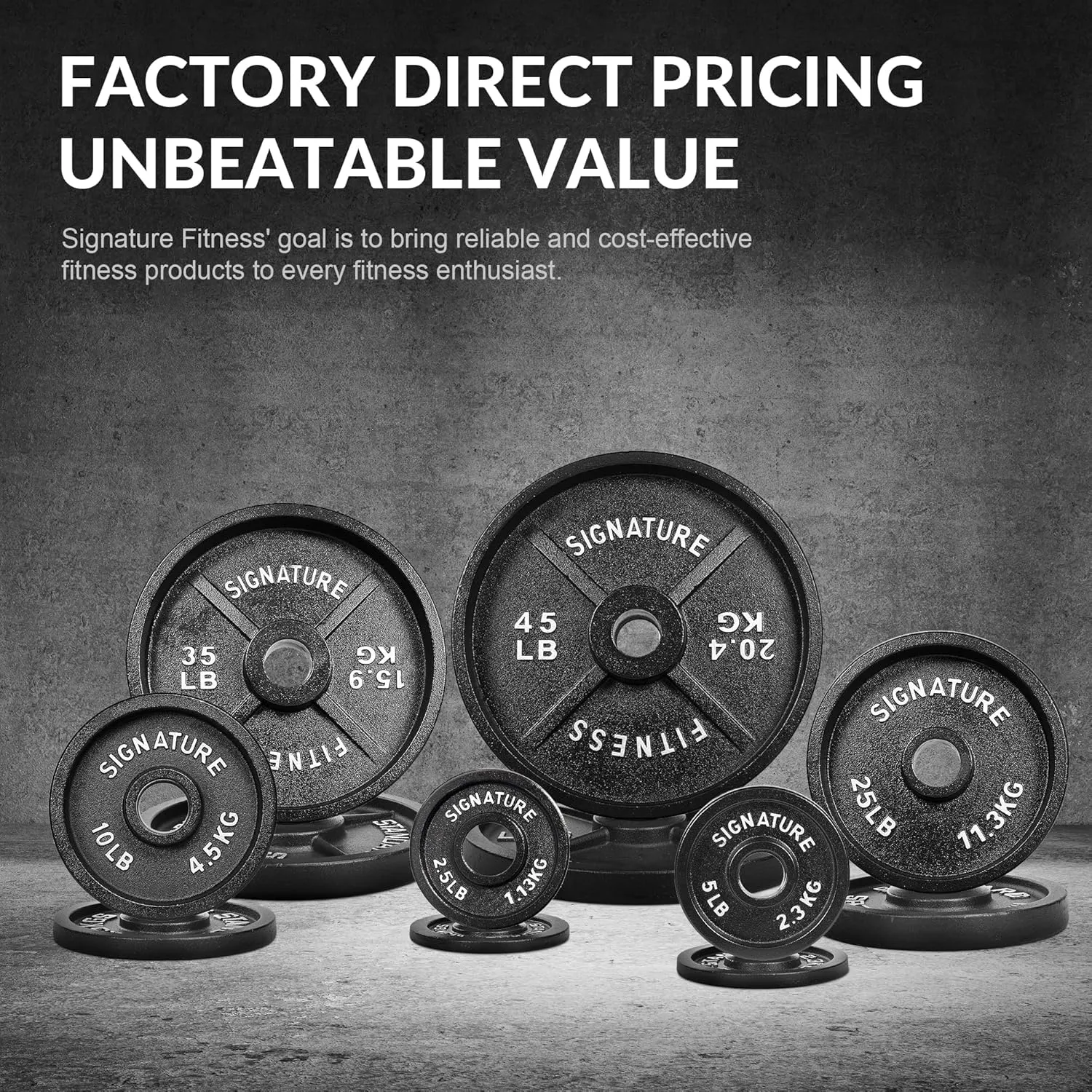Deep Dish 2-Inch Olympic Cast Iron Weight Plates with E-Coating