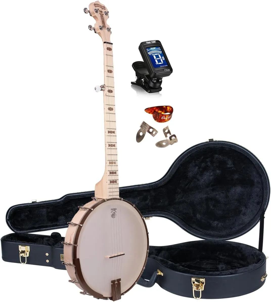 Deering Goodtime Deco Americana Openback Banjo 12" Rim Clawhammer Open Back with Instrument Alley Hard Case Combo - Made in USA