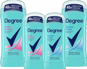 Degree Women Deodorant Invisible Solid Sheer Powder deodorant 2.6 Oz and Degree Women Deodorant Invisible Solid, Shower Clean - 2.6 Oz - 4 Pack