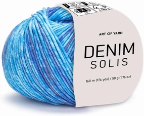 Denim Solis Variegated Yarn 55% Cotton,45% Poliacrylic,50g(1.76 Oz),160m(174 Yds) Soft & Smooth Yarn Sport – Fine(2) for Crocheting, Knitting, Amigurumi,Blankets,Garments –1 Skein 99944