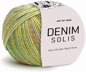 Denim Solis Variegated Yarn 55% Cotton,45% Poliacrylic,Total 100g(3.52 Oz),320m(348 Yds) Soft Smooth Yarn Sport Fine2 for Crocheting, Knitting, Amigurumi,Blankets,Garments 2 Skein 99940