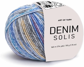 Denim Solis Variegated Yarn 55% Cotton,45% Poliacrylic,Total 100g(3.52 Oz),320m(348 Yds) Soft Smooth Yarn Sport Fine2 for Crocheting, Knitting, Amigurumi,Blankets,Garments 2 Skein 99942