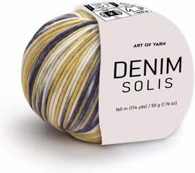 Denim Solis Variegated Yarn 55% Cotton,45% Poliacrylic,Total 100g(3.52 Oz),320m(348 Yds) Soft Smooth Yarn Sport Fine2 for Crocheting, Knitting, Amigurumi,Blankets,Garments 2 Skein 99953