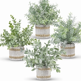 Der Rose 4 Pack Small Fake Plants Indoor Mini Artificial Plants for Home Office Farmhouse Decor Bathroom Bedroom Kitchen Desk Decor