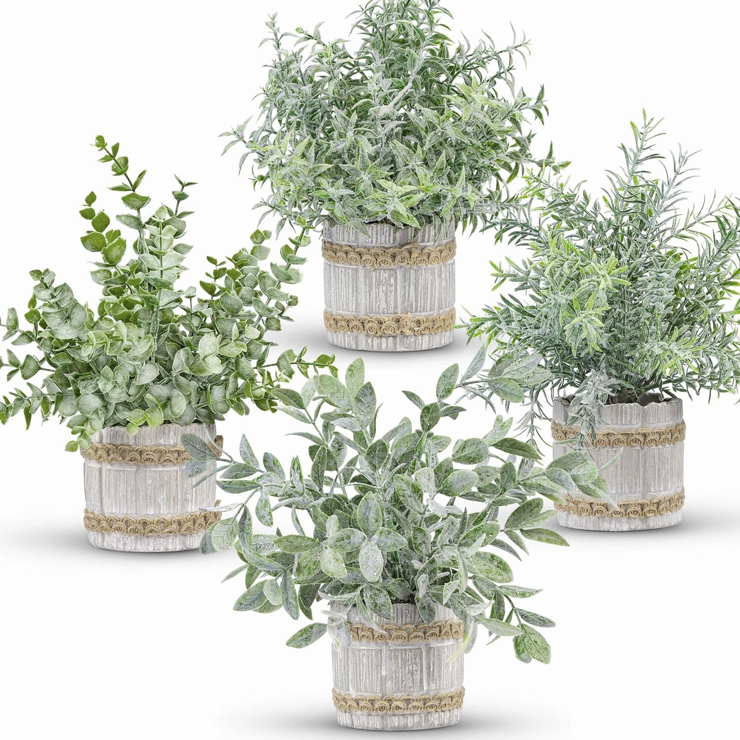 Der Rose 4 Pack Small Fake Plants Indoor Mini Artificial Plants for Home Office Farmhouse Decor Bathroom Bedroom Kitchen Desk Decor