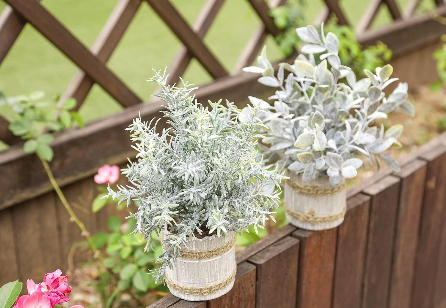 Der Rose 4 Pack Small Fake Plants Indoor Mini Artificial Plants for Home Office Farmhouse Decor Bathroom Bedroom Kitchen Desk Decor