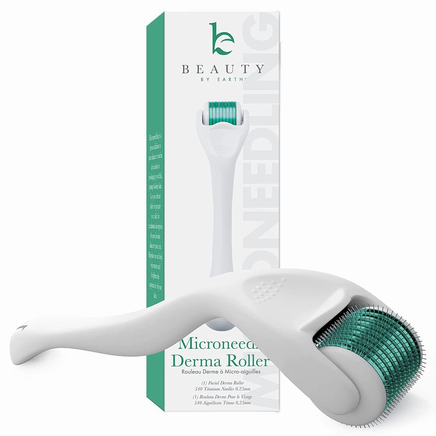 Derma Roller Microneedling Roller - Titanium 0.25mm Micro Needler for Face, Gently Exfoliates, Microneedle Tool for Beard, Scalp & Hair, Skincare Tools for Face