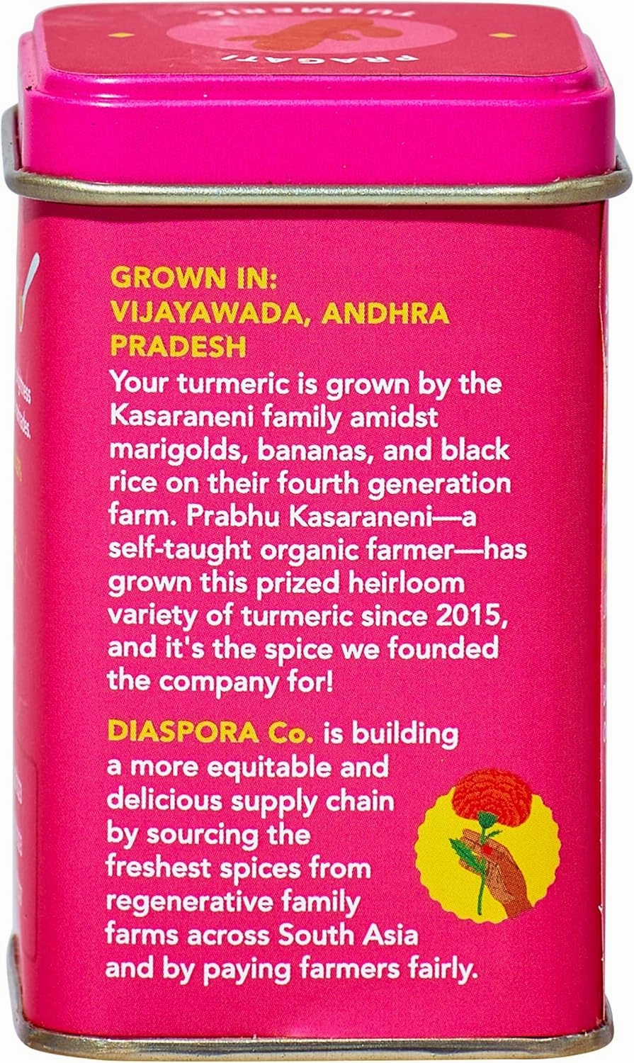 Diaspora Co. Pragati Turmeric | Single-Origin Turmeric Powder | Bright & Floral | 48g Everyday Tin