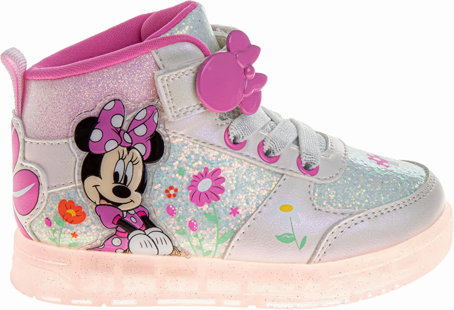 Disney Princess Minnie Mouse Frozen Encanto Hightop Sneakers - Snow White Ariel Elsa Maribel Minnie Ankle Shoes (Sizes: 6-12 Toddler - Little Kids)