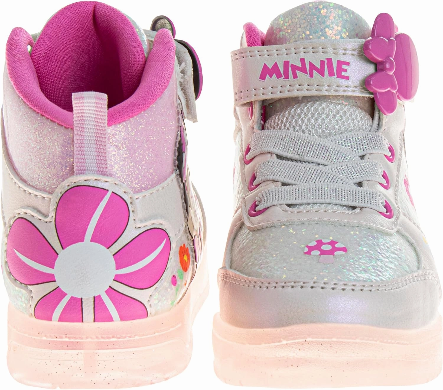 Disney Princess Minnie Mouse Frozen Encanto Hightop Sneakers - Snow White Ariel Elsa Maribel Minnie Ankle Shoes (Sizes: 6-12 Toddler - Little Kids)