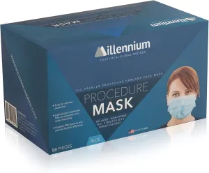 Disposable 3-Layer Breathable Ear-Loop Face Mask, Made in USA, Latex Free with Adjustable Nose Stripe, Box of 50