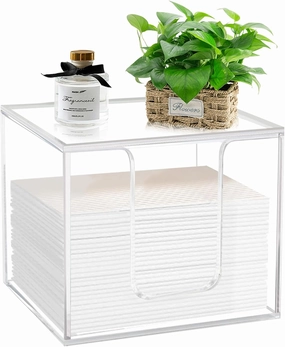 Disposable Face Towel Holder, Acrylic Facial Towels Storage Box Organizer Container for Clean Towels XL, Clear Bathroom Organization Home Decor