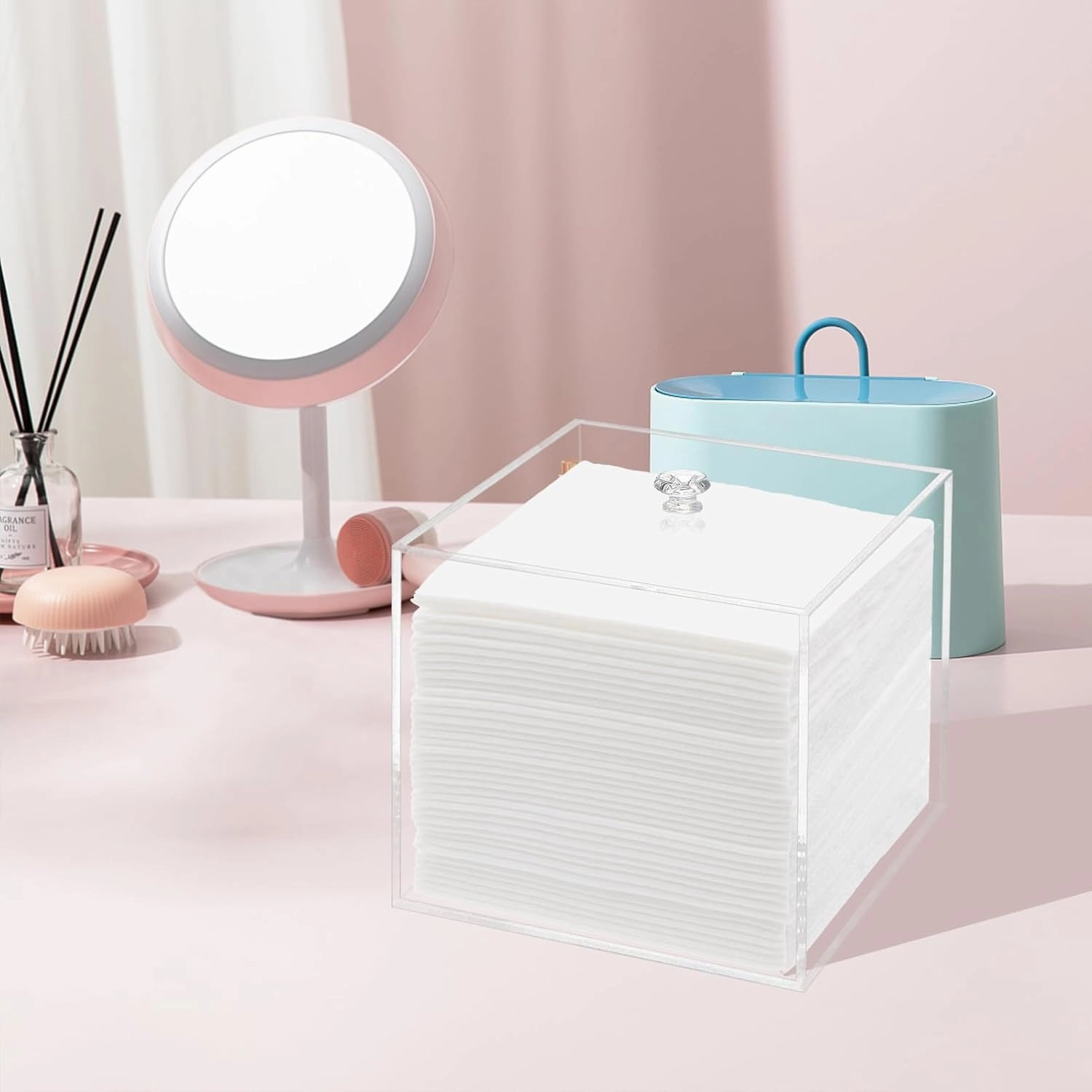 Disposable Face Towel Holder, Facial Towelettes Container Box, Acrylic Box for Facial Towels, Clear
