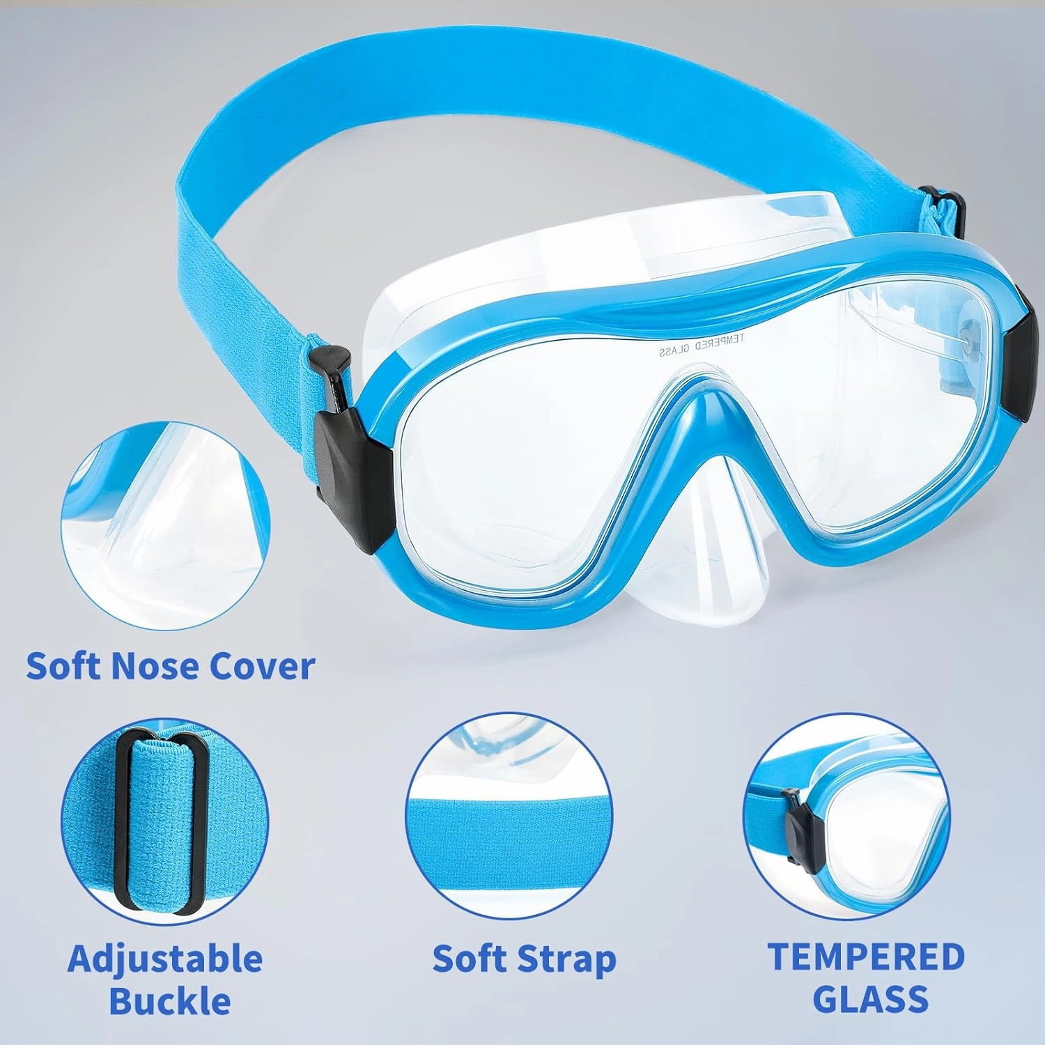 Diving Mask , Professional Anti-Fog Snorkel Goggles, Anti-Leak Swim Mask with Soft Adjustable Strap & Mesh Bag, Earplug