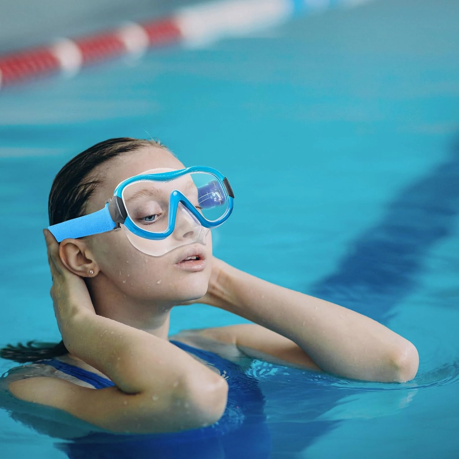 Diving Mask , Professional Anti-Fog Snorkel Goggles, Anti-Leak Swim Mask with Soft Adjustable Strap & Mesh Bag, Earplug