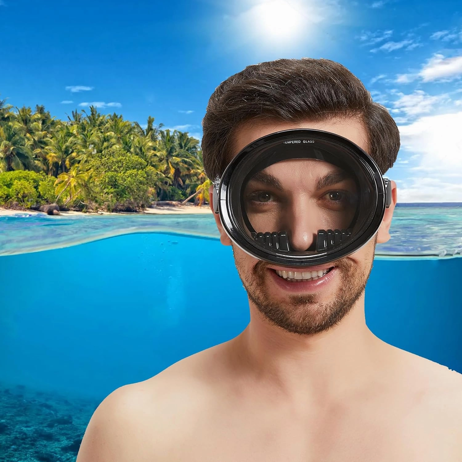 Diving Mask Scuba Mask Spearfishing Mask Freediving Water Mask Tempered Glass Oval HD Anti-Fog Scuba Goggles for Adults