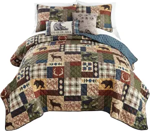 Donna Sharp Queen Bedding Set - 3 Piece - Rustica Lightweight Quilt Set with Queen Quilt and Two Standard Pillow Shams - Machine Washable