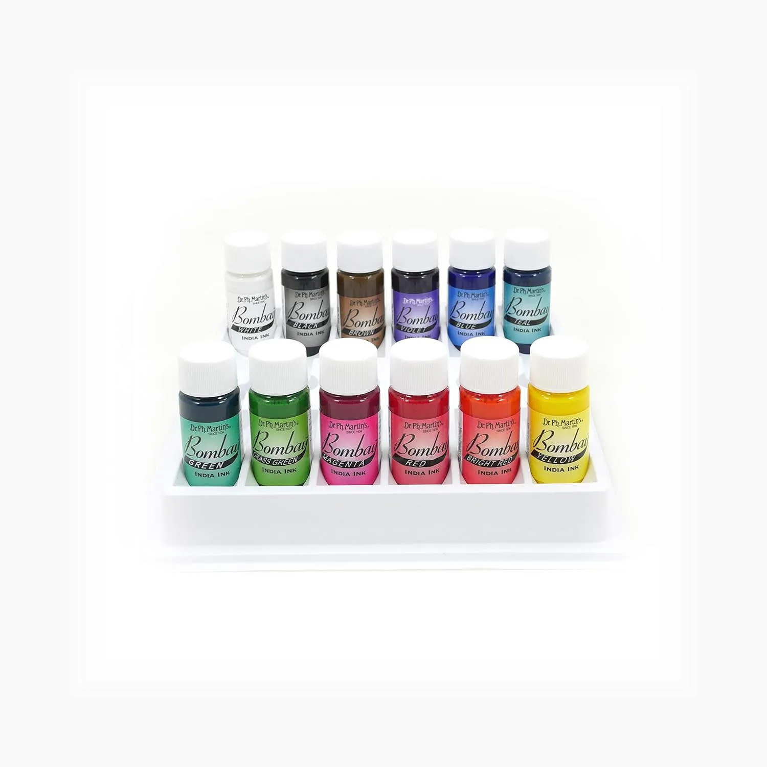 Dr. Ph. Martin's Bombay India Ink (Set 1) Ink Set, 0.5 oz, Set 1 Colors, 1 Set of 12 Bottles