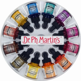 Dr. Ph. Martin's Bombay India Ink (Set 2) Ink Set, 1.0 oz, Set 2 Colors, 1 Set of 12 Bottles.