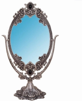 Dressing Mirror Makeup Mirror with Travel with Cosmetic Vanity Mirror Freestanding Rotation for Shaving Traveling Beauty Mirror (Color : Silver)