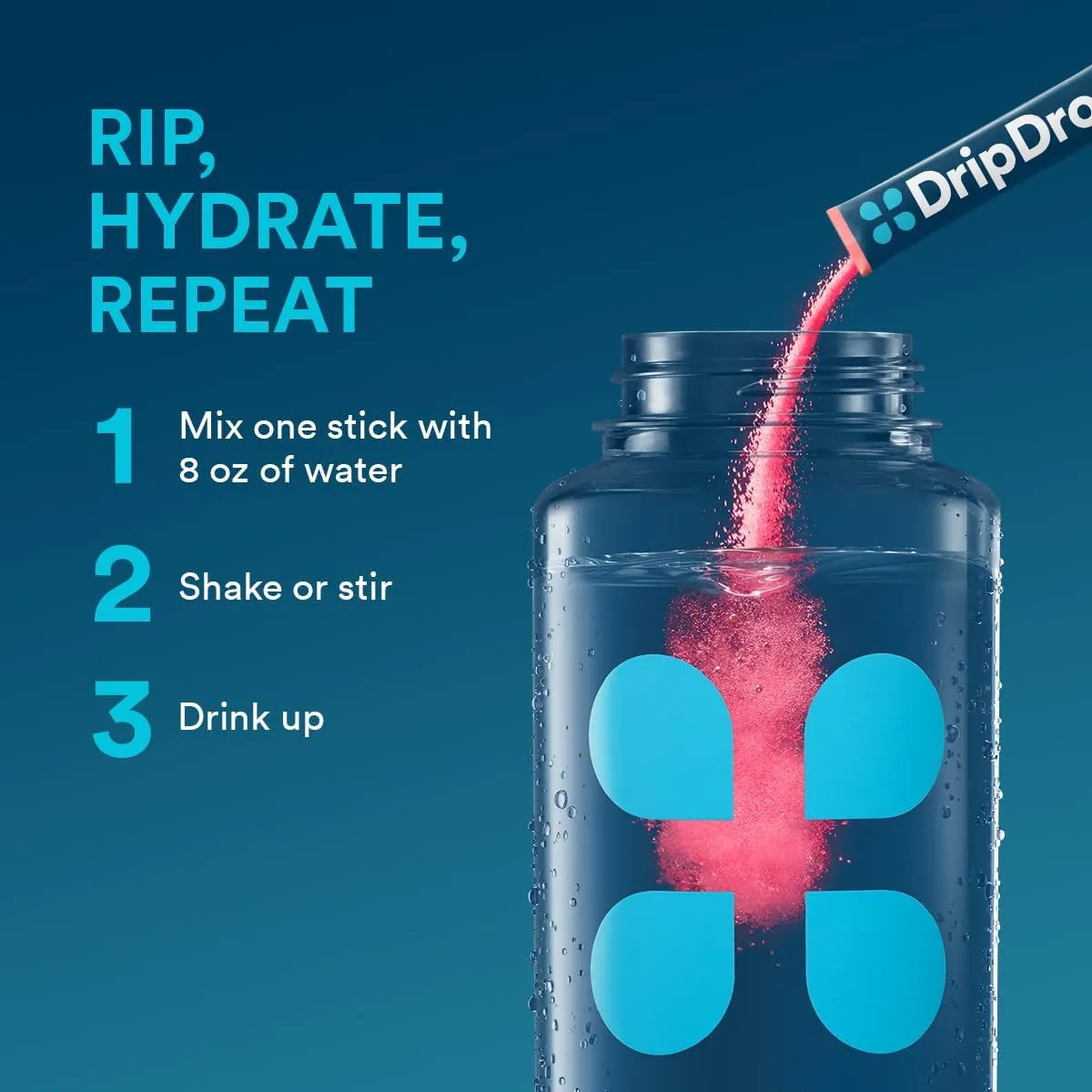 DripDrop Hydration Packets - Sunburst Variety Pack - Single Serve Electrolytes Powder Drink Mix - Lemon Lime, Strawberry, Peach, Black Cherry - Non-GMO, Gluten Free, Vegan - 32 Sticks