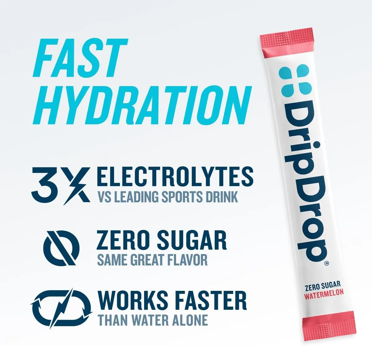 DripDrop Sugar Free Hydration Packets - Zero Classic Variety Pack - Single Serve Electrolytes Powder Drink Mix - Lemon Lime, Watermelon, Peach, Passion Fruit - Non-GMO, Gluten Free, Vegan - 16 Sticks