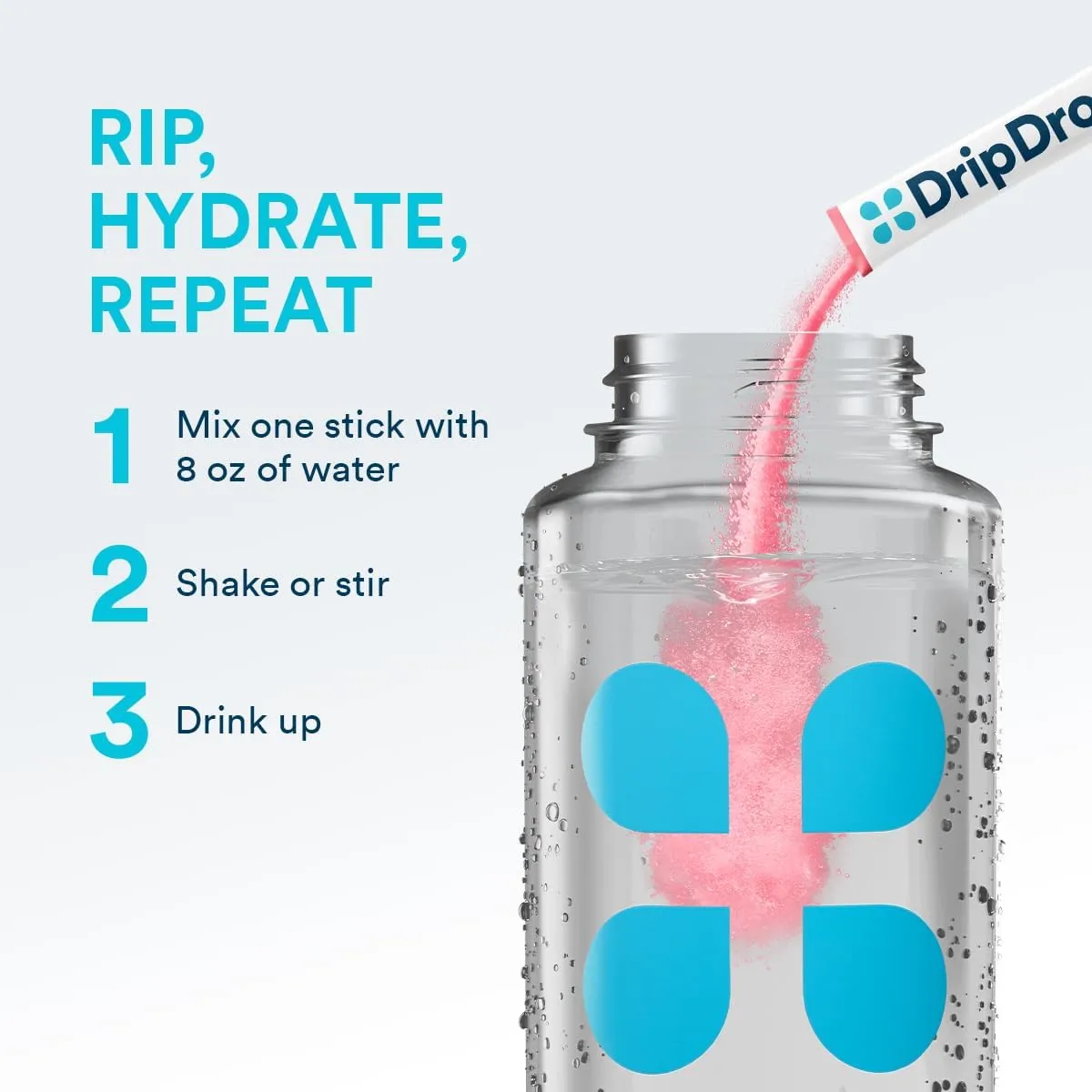 DripDrop Sugar Free Hydration Packets - Zero Classic Variety Pack - Single Serve Electrolytes Powder Drink Mix - Lemon Lime, Watermelon, Peach, Passion Fruit - Non-GMO, Gluten Free, Vegan - 16 Sticks