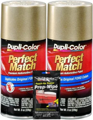 Dupli-Color Harvest Gold Exact-Match Automotive Paint For Ford Vehicles - 8 oz, Bundles with Prep Wipe (3 Items)
