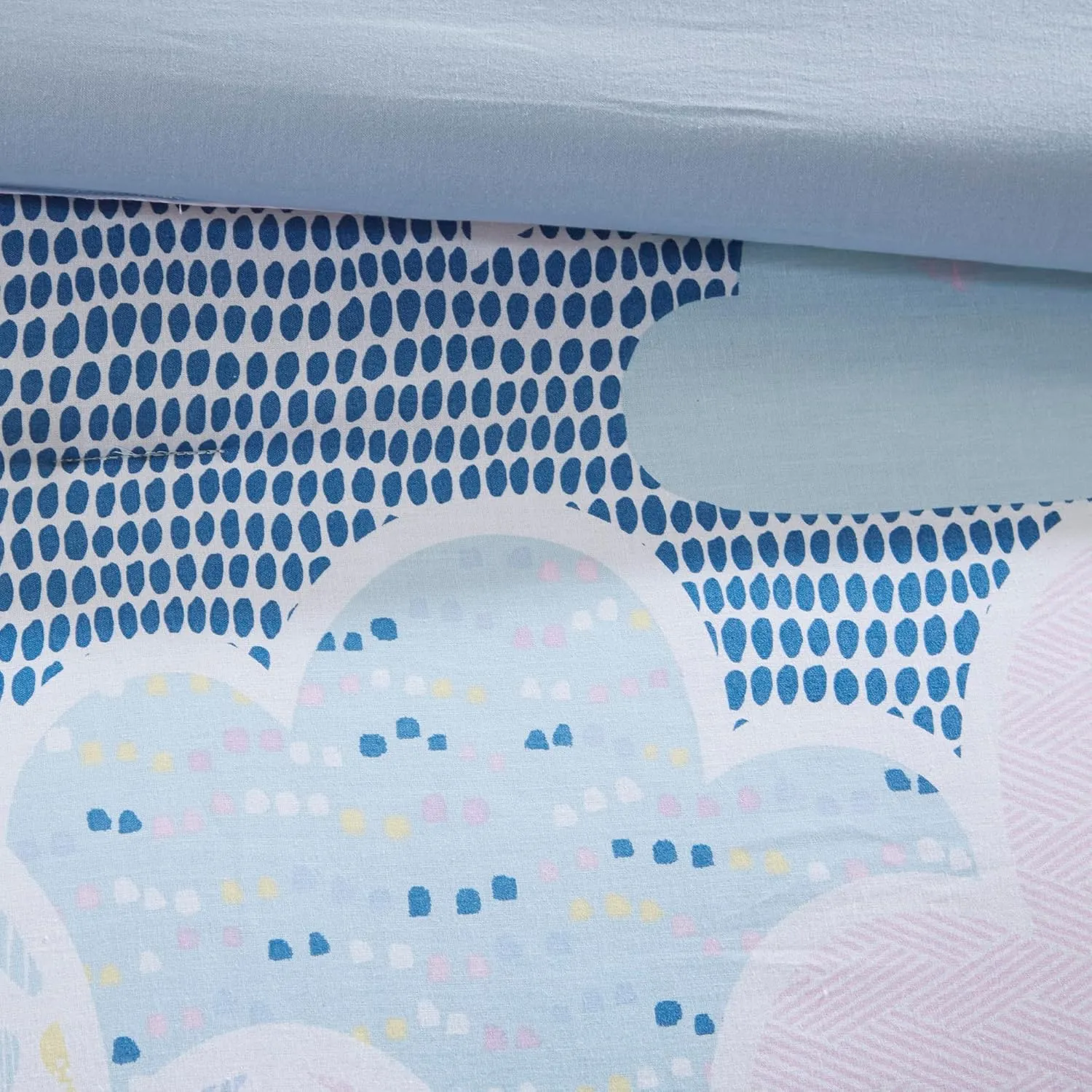 Duvet Set Vibrant Fun and Playful Print All Season Comforter Cover Matching Shams, Decorative Pillow, Children Bedding, Bedroom Décor, Twin/Twin XL, Cloud Blue 4 Piece