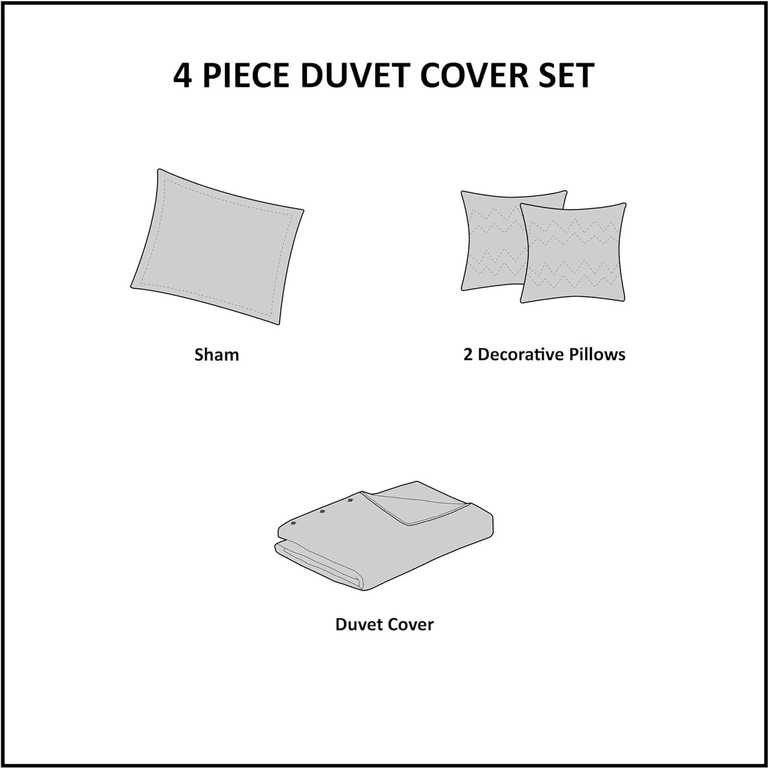 Duvet Set Vibrant Fun and Playful Print All Season Comforter Cover Matching Shams, Decorative Pillow, Children Bedding, Bedroom Décor, Twin/Twin XL, Cloud Blue 4 Piece