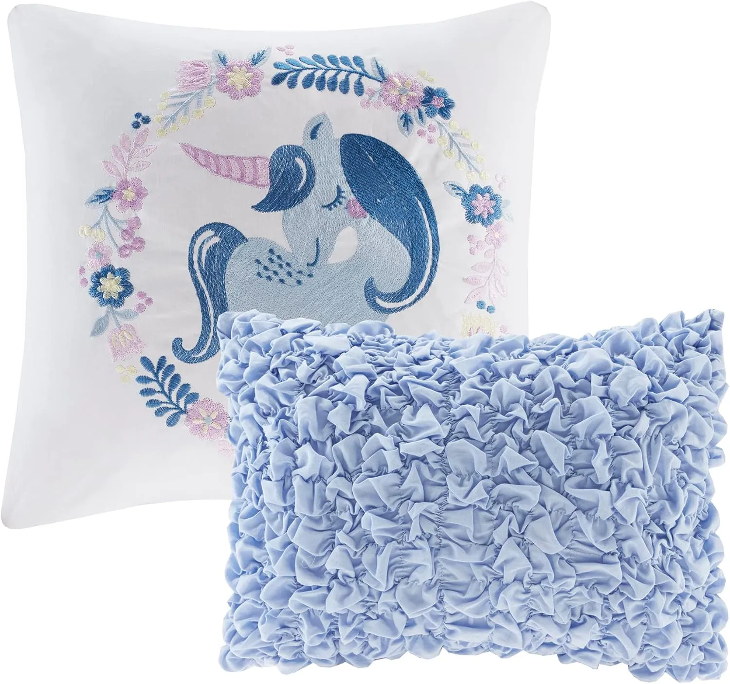 Duvet Set Vibrant Fun and Playful Print All Season Comforter Cover Matching Shams, Decorative Pillow, Children Bedding, Bedroom Décor, Twin/Twin XL, Cloud Blue 4 Piece