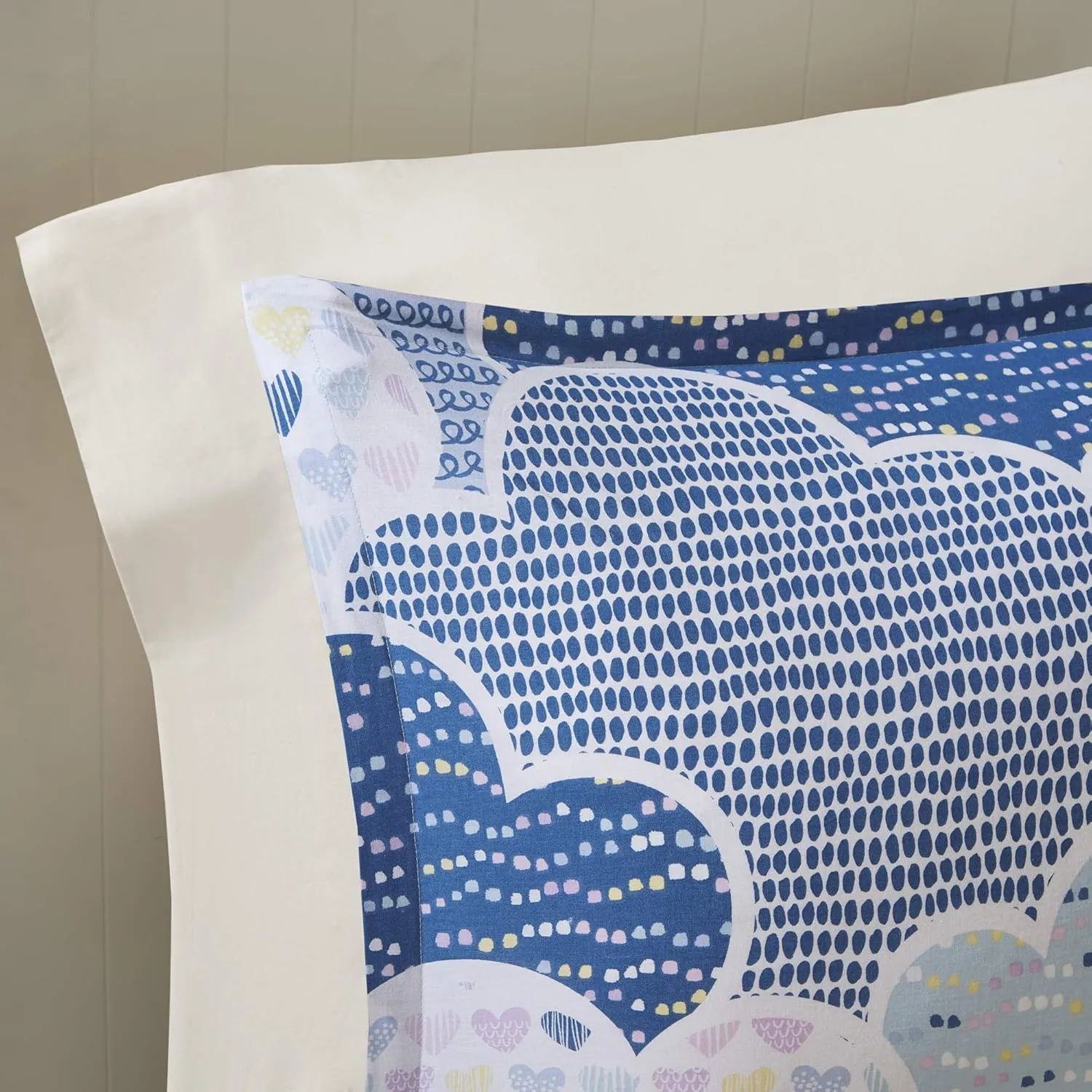 Duvet Set Vibrant Fun and Playful Print All Season Comforter Cover Matching Shams, Decorative Pillow, Children Bedding, Bedroom Décor, Twin/Twin XL, Cloud Blue 4 Piece