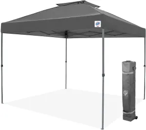 E-Z UP Patriot ONE-UP Technology Vented Shelter, 10' x 10', Steel Grey