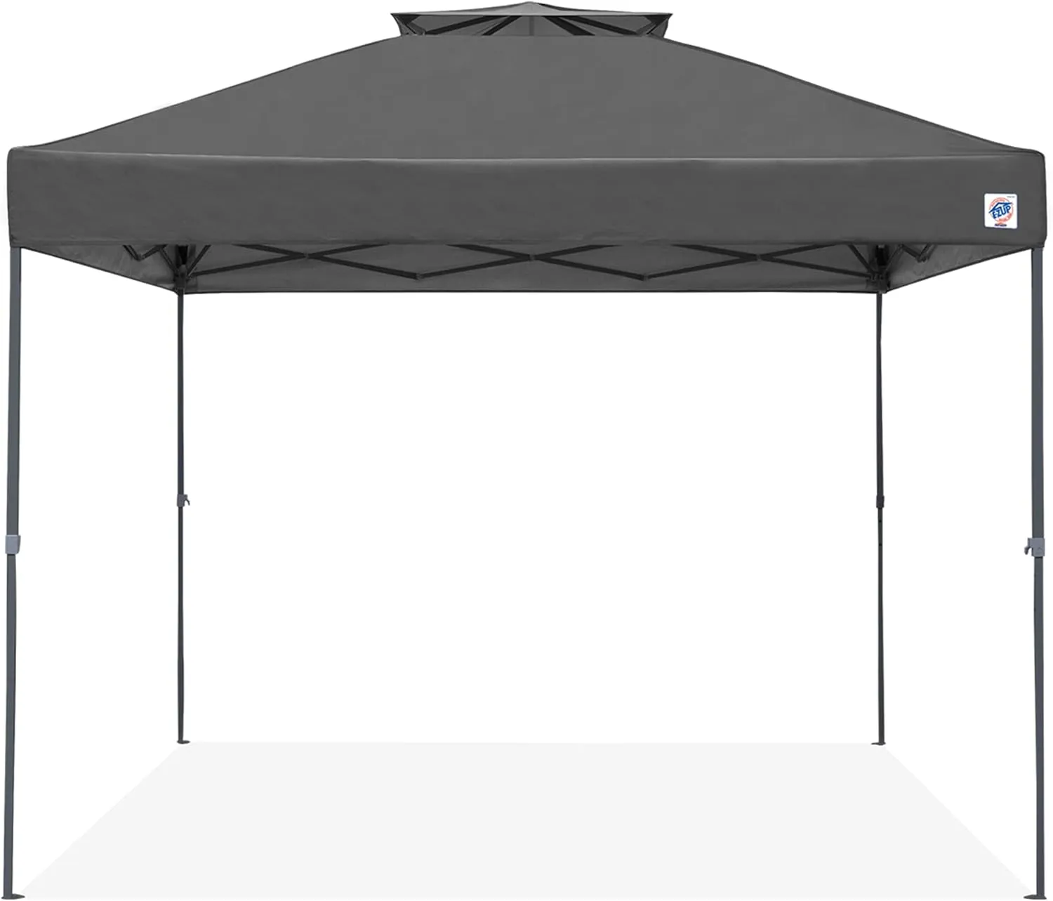 E-Z UP Patriot ONE-UP Technology Vented Shelter, 10' x 10', Steel Grey