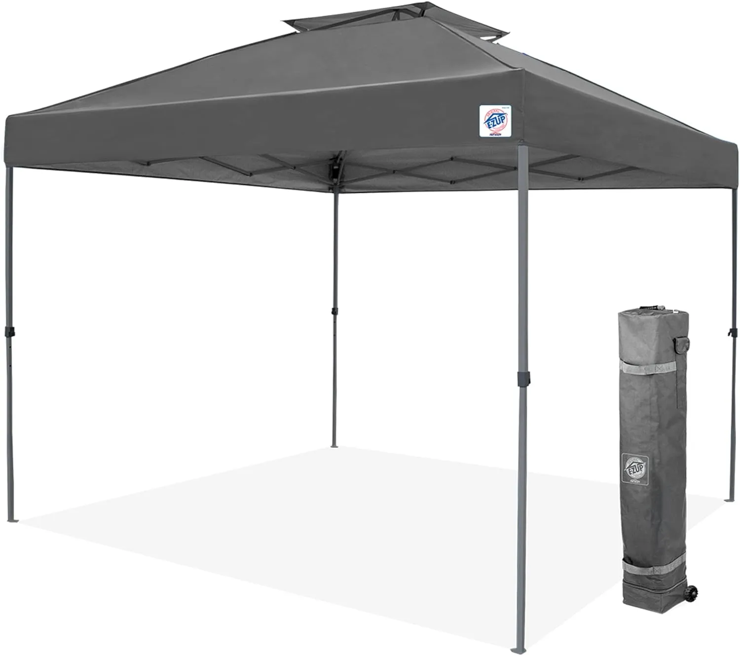 E-Z UP Patriot ONE-UP Technology Vented Shelter, 10' x 10', Steel Grey
