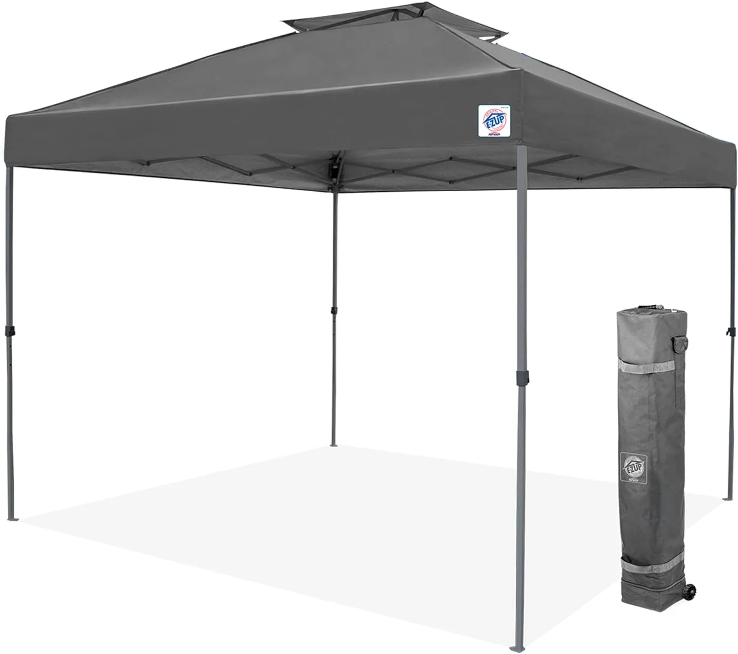E-Z UP Patriot ONE-UP Technology Vented Shelter, 10' x 10', Steel Grey