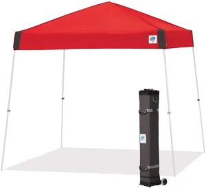 E-Z UP Vista Instant Shelter Canopy, 12' x 12', White Powder-Coated Steel Frame with Wide-Trax Roller Bag & 4 Piece Spike Set, Punch